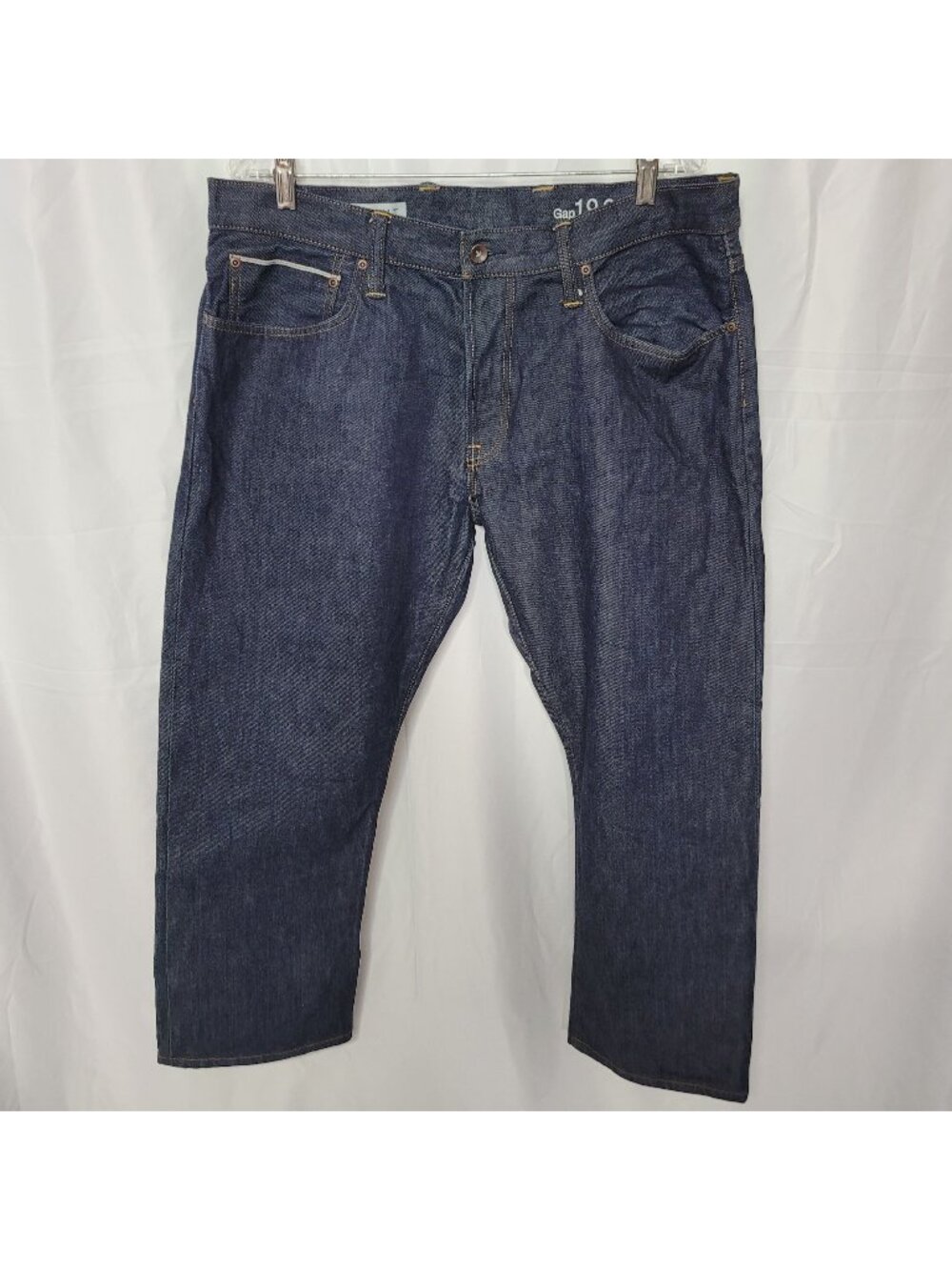 Gap 1969 Selvedge Raw Men's Straight Fit R Dark Wash Denim Jeans Size 38x30